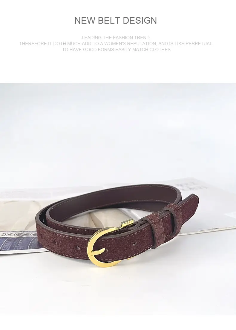 Frosted Leather Belt for Women Gold Buckle — feature 14