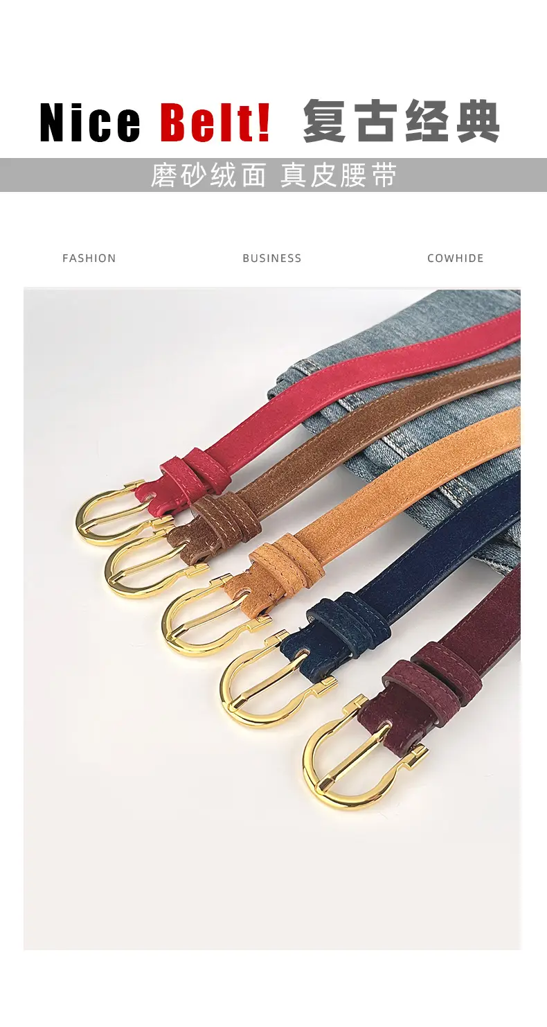 Frosted Leather Belt for Women Gold Buckle — feature 4