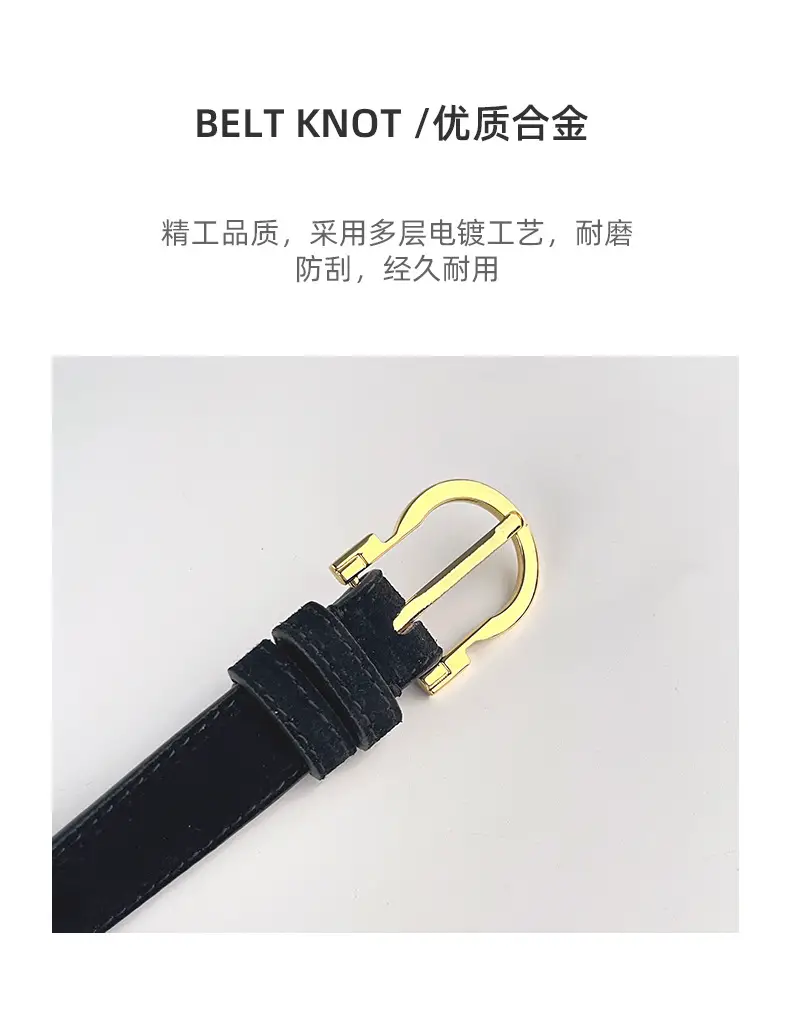 Frosted Leather Belt for Women Gold Buckle — feature 7