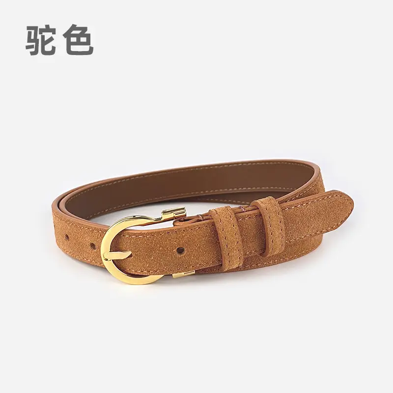 Frosted Leather Belt for Women Gold Buckle