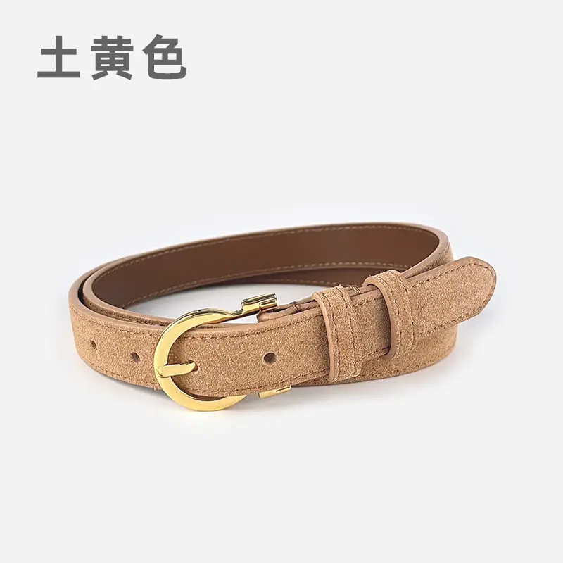 Frosted Leather Belt for Women Gold Buckle