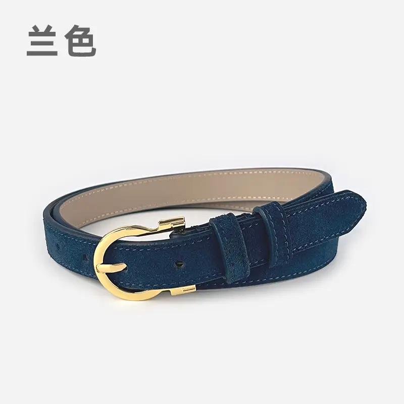 Frosted Leather Belt for Women Gold Buckle