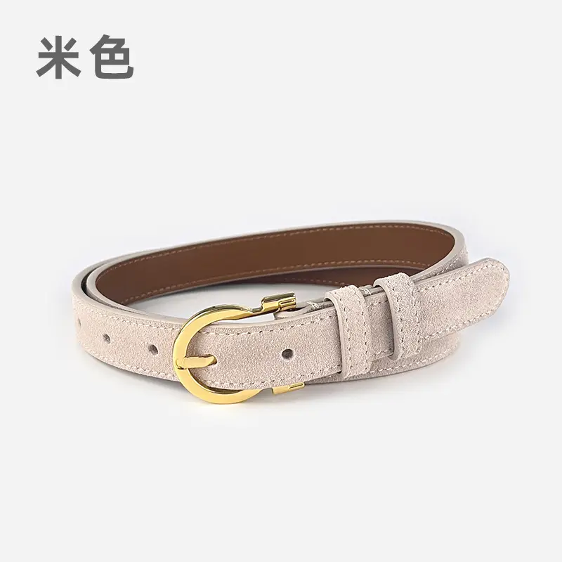 Frosted Leather Belt for Women Gold Buckle