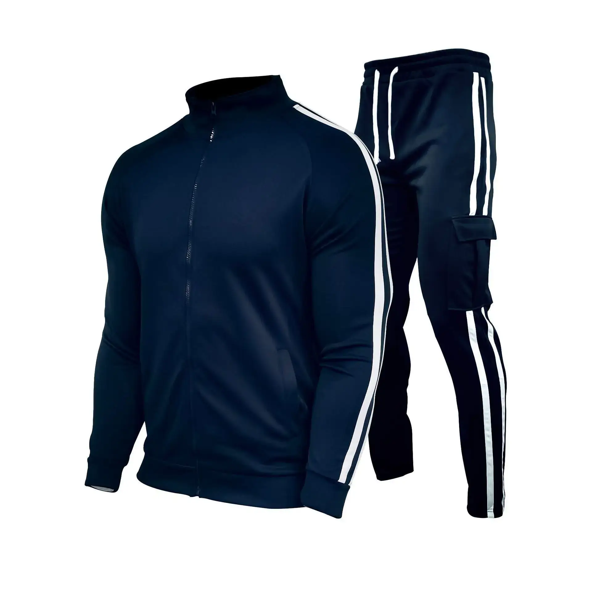 Men Black Red Track Suit Slim Fit Running Set