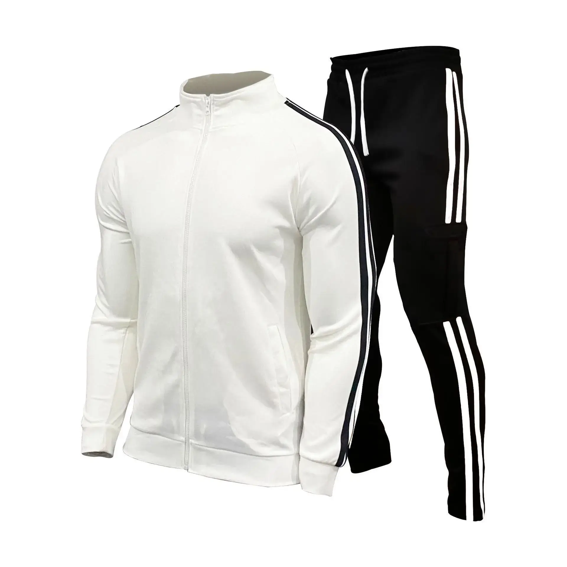 Men Black Red Track Suit Slim Fit Running Set