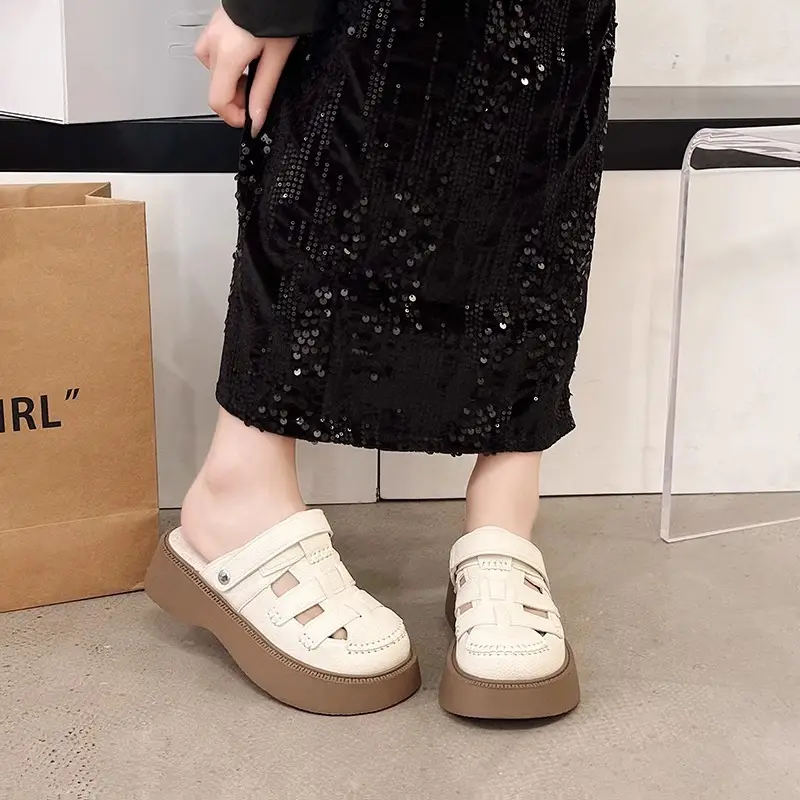 High-Bottom Sandals for Women's Summer Outer Wear 2025 New Thick-Soled Casual Beach Sandals Fashionable with Skirts - Image 6