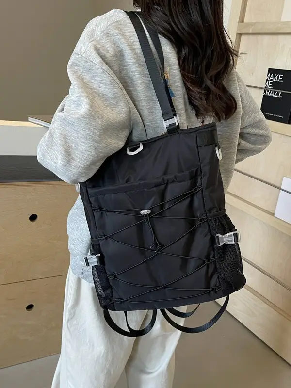 Women's Grey Nylon Shoulder Tote Bag 2024 New Commuter - Image 7