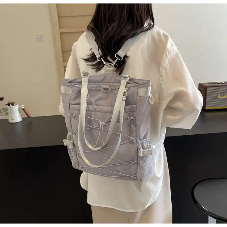 Women's Grey Nylon Shoulder Tote Bag 2024 New Commuter — feature 11