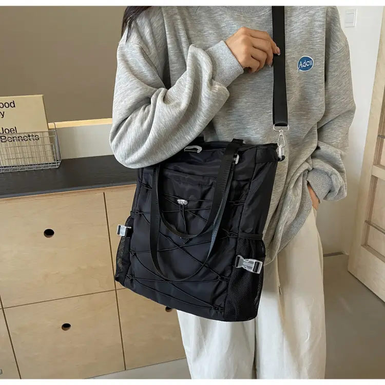 Women's Grey Nylon Shoulder Tote Bag 2024 New Commuter — feature 15