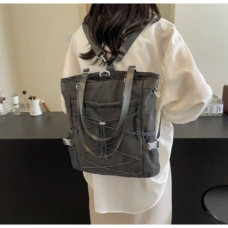 Women's Grey Nylon Shoulder Tote Bag 2024 New Commuter — feature 8