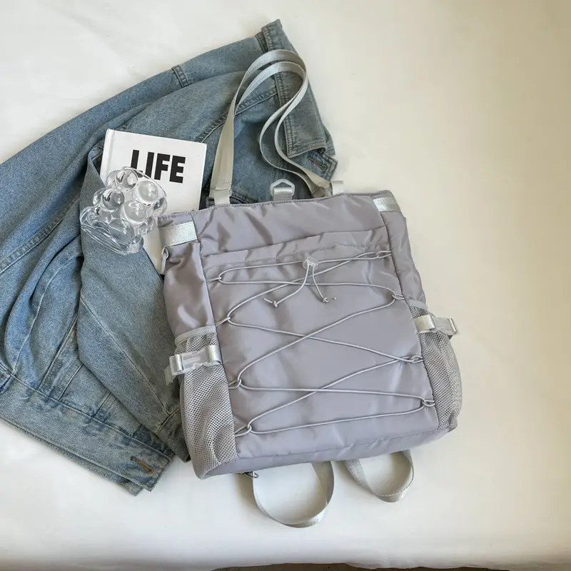 Women's Grey Nylon Shoulder Tote Bag 2024 New Commuter - Image 3
