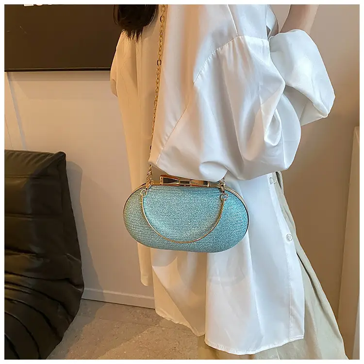 2024 New Women's Blue Textured Chain Shoulder Bag — feature 29