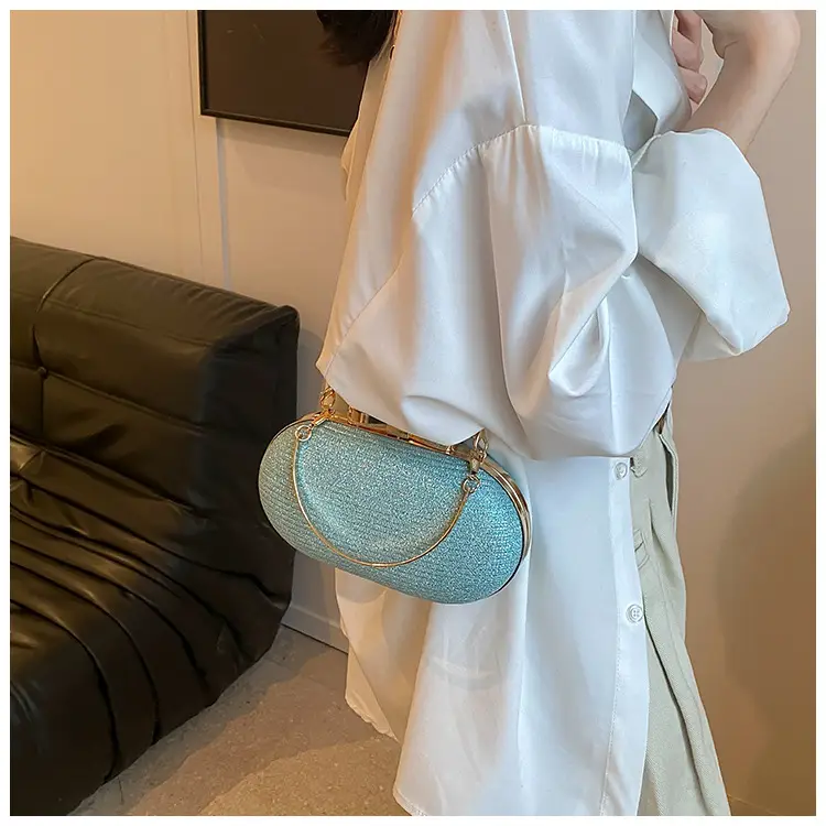 2024 New Women's Blue Textured Chain Shoulder Bag — feature 30