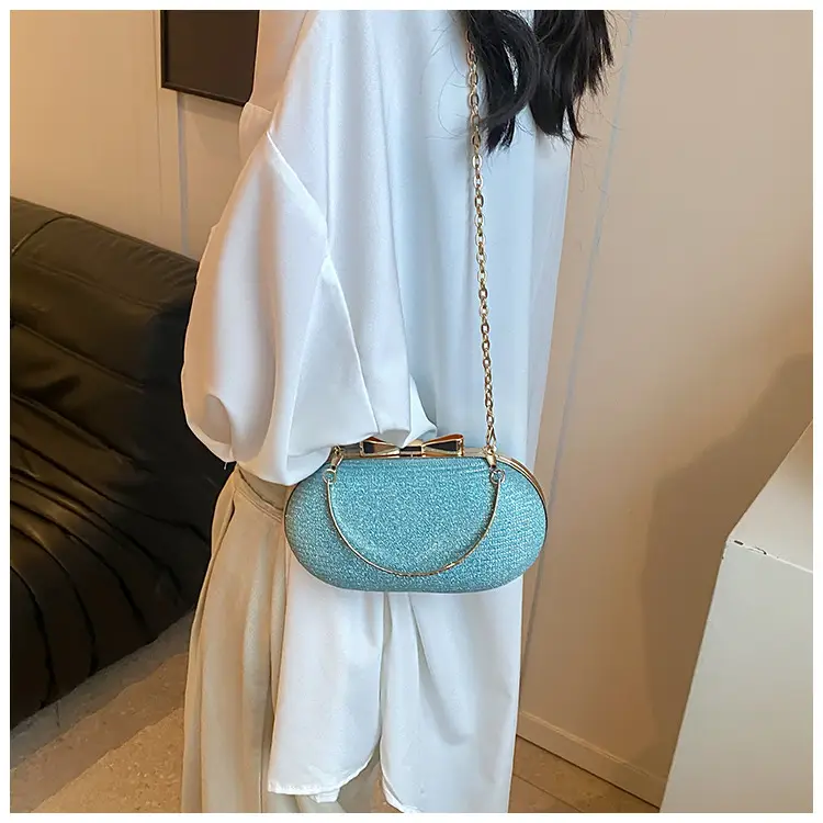 2024 New Women's Blue Textured Chain Shoulder Bag — feature 31