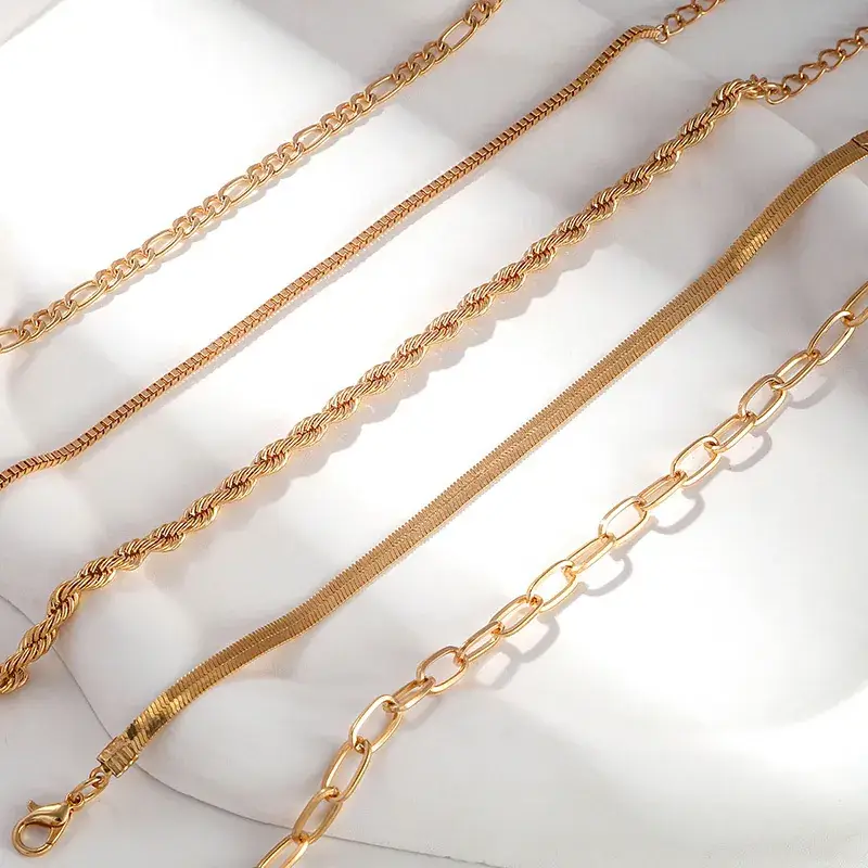 Golden Minimalist Cross-Country Bracelets Set of 5 - Image 14