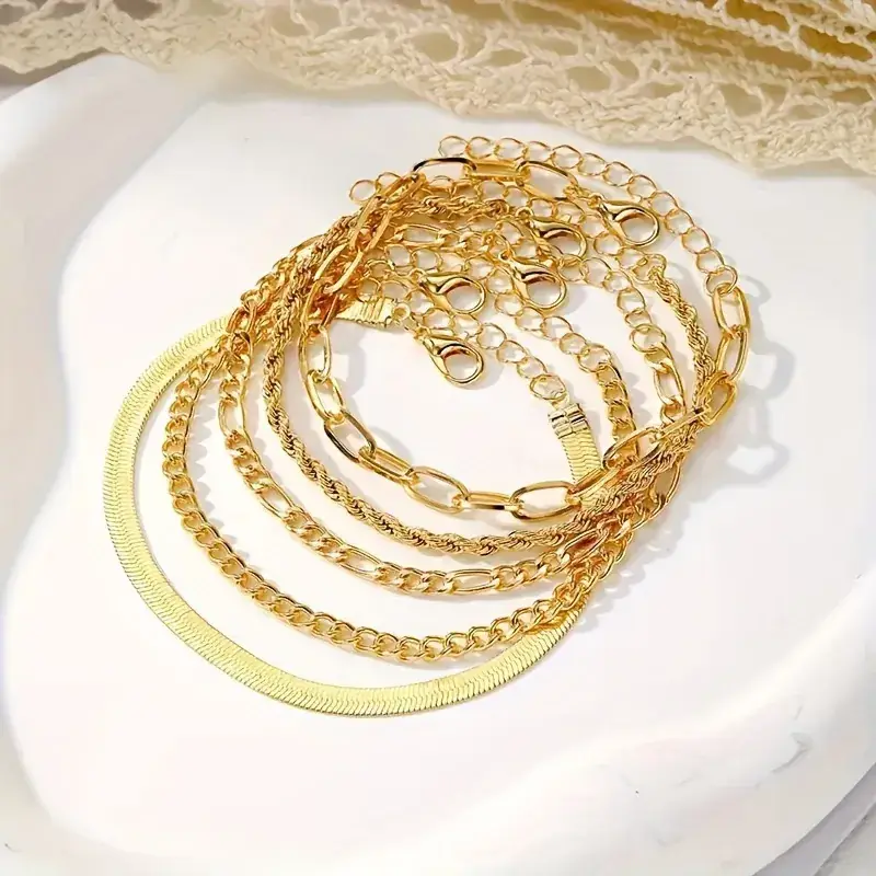 Golden Minimalist Cross-Country Bracelets Set of 5 - Image 15