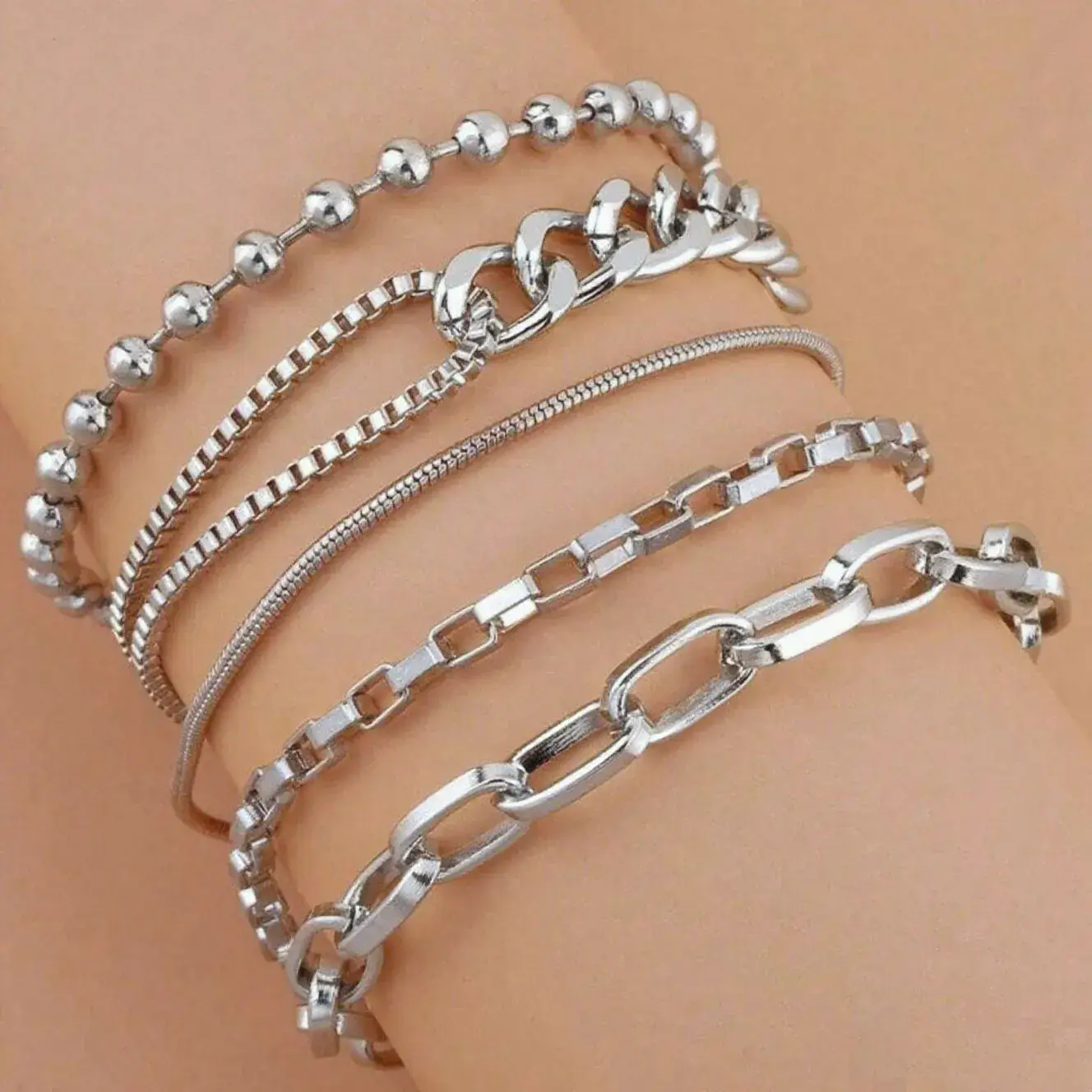 Golden Minimalist Cross-Country Bracelets Set of 5 - Image 11
