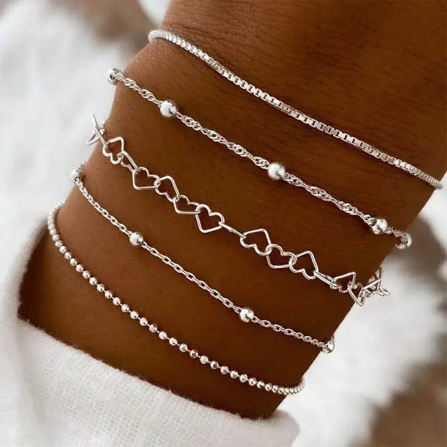 Golden Minimalist Cross-Country Bracelets Set of 5 - Image 9
