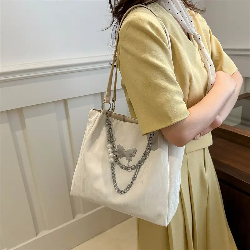 Light Blue Chain Tote Bag for Women College Students - Image 7