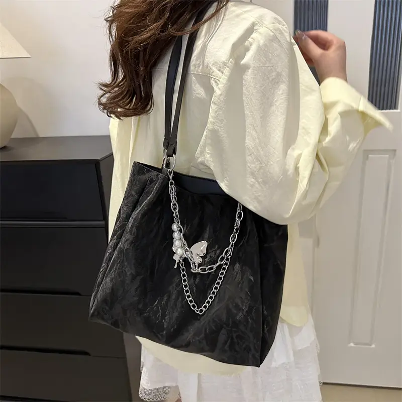 Light Blue Chain Tote Bag for Women College Students - Image 8