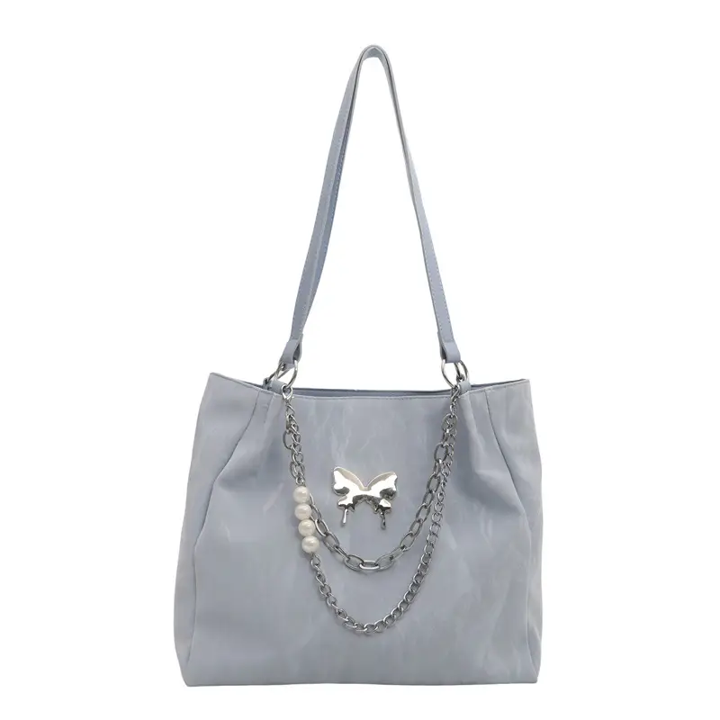 Light Blue Chain Tote Bag for Women College Students - Image 10