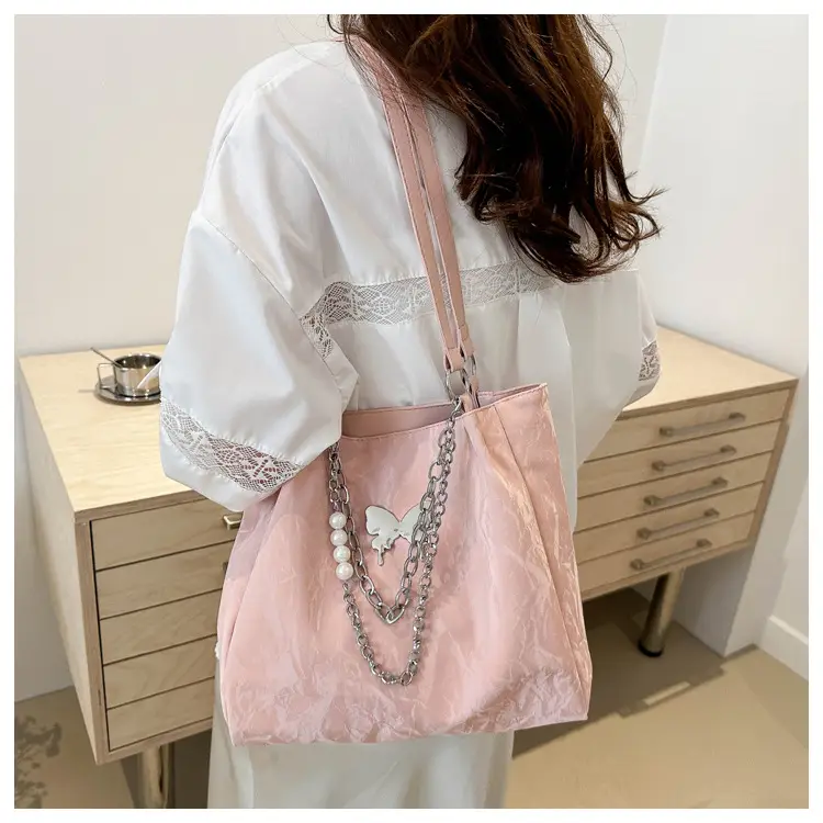 Light Blue Chain Tote Bag for Women College Students — feature 29