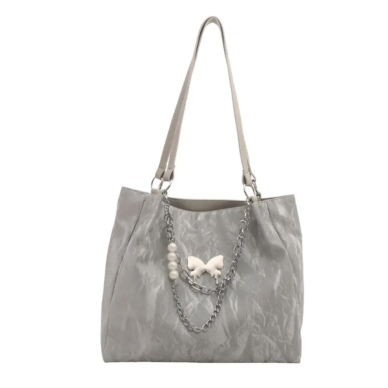 Light Blue Chain Tote Bag for Women College Students - Image 3