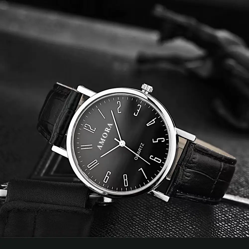 Men's Black Dial Quartz Watch for Business & College — feature 1