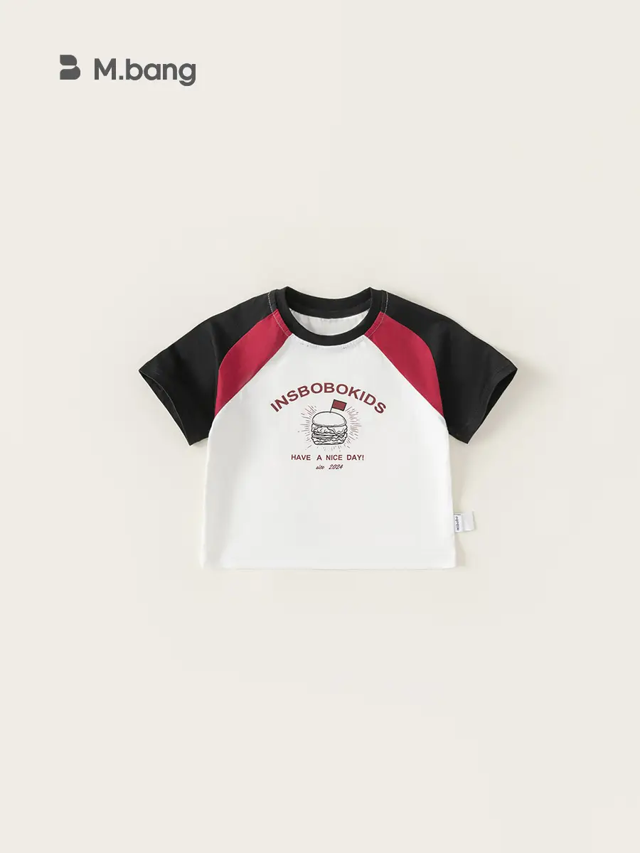 Kids Raglan Sleeve T-Shirt White Black Summer Wear