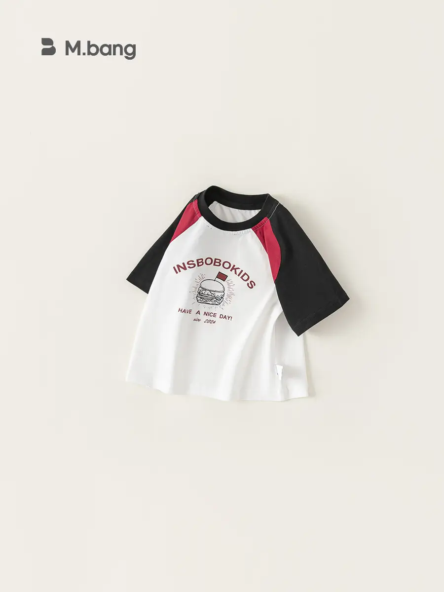 Kids Raglan Sleeve T-Shirt White Black Summer Wear