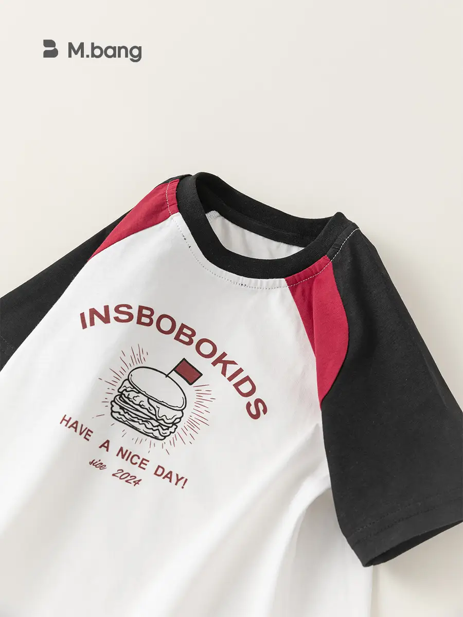 Kids Raglan Sleeve T-Shirt White Black Summer Wear