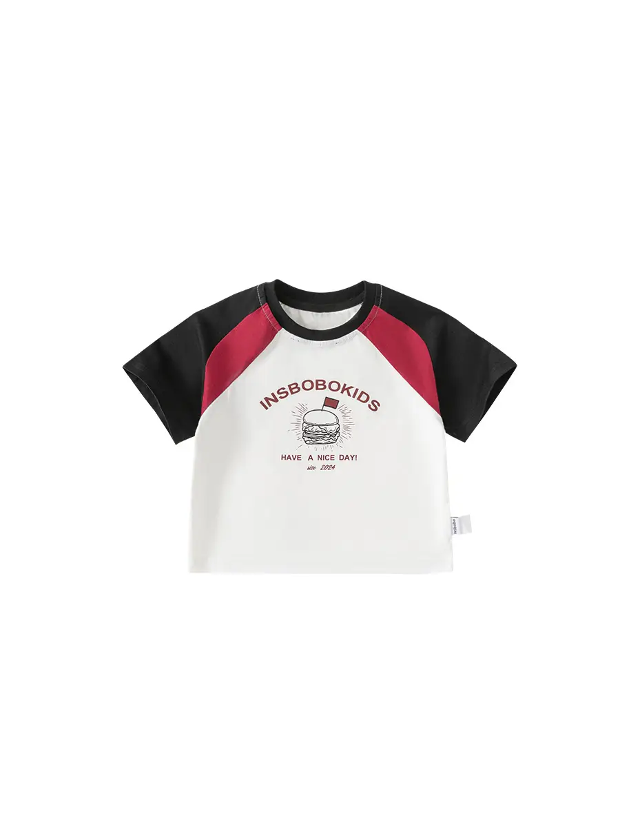 Kids Raglan Sleeve T-Shirt White Black Summer Wear