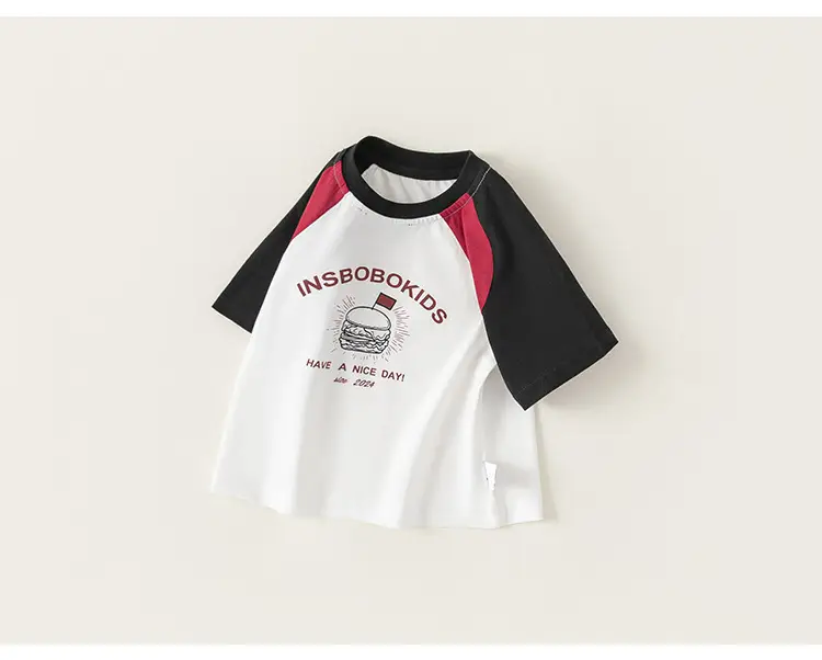 Kids Raglan Sleeve T-Shirt White Black Summer Wear — feature 15