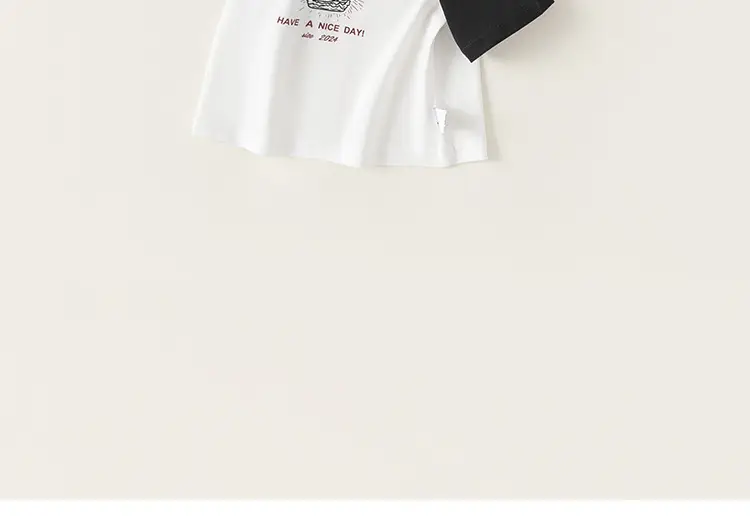 Kids Raglan Sleeve T-Shirt White Black Summer Wear — feature 3