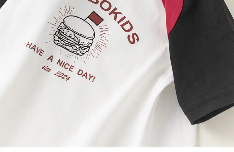 Kids Raglan Sleeve T-Shirt White Black Summer Wear — feature 5