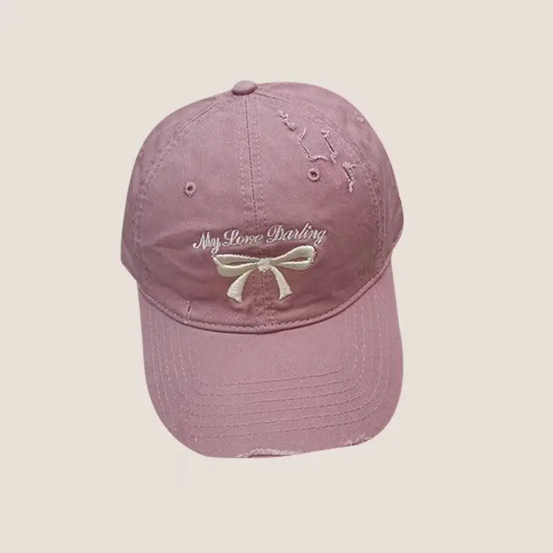 Blue Bow Embroidered Baseball Cap for Girls