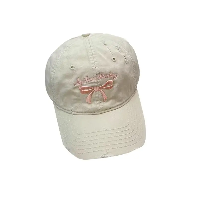 Blue Bow Embroidered Baseball Cap for Girls
