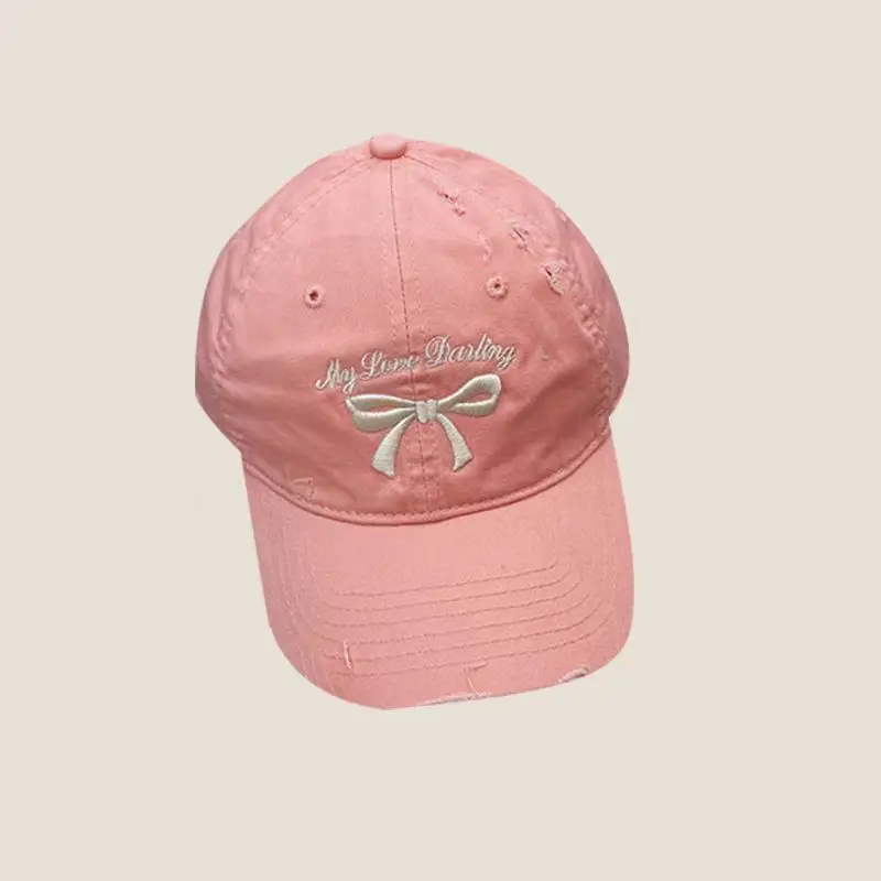 Blue Bow Embroidered Baseball Cap for Girls