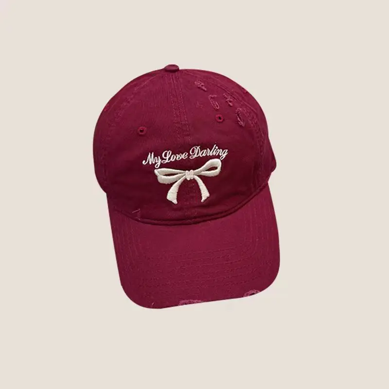 Blue Bow Embroidered Baseball Cap for Girls