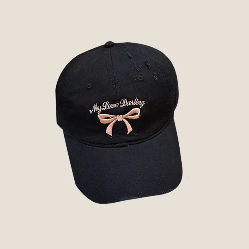 Blue Bow Embroidered Baseball Cap for Girls