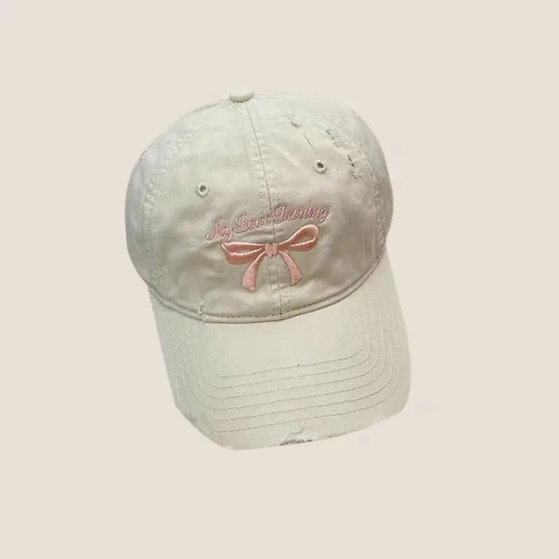 Blue Bow Embroidered Baseball Cap for Girls
