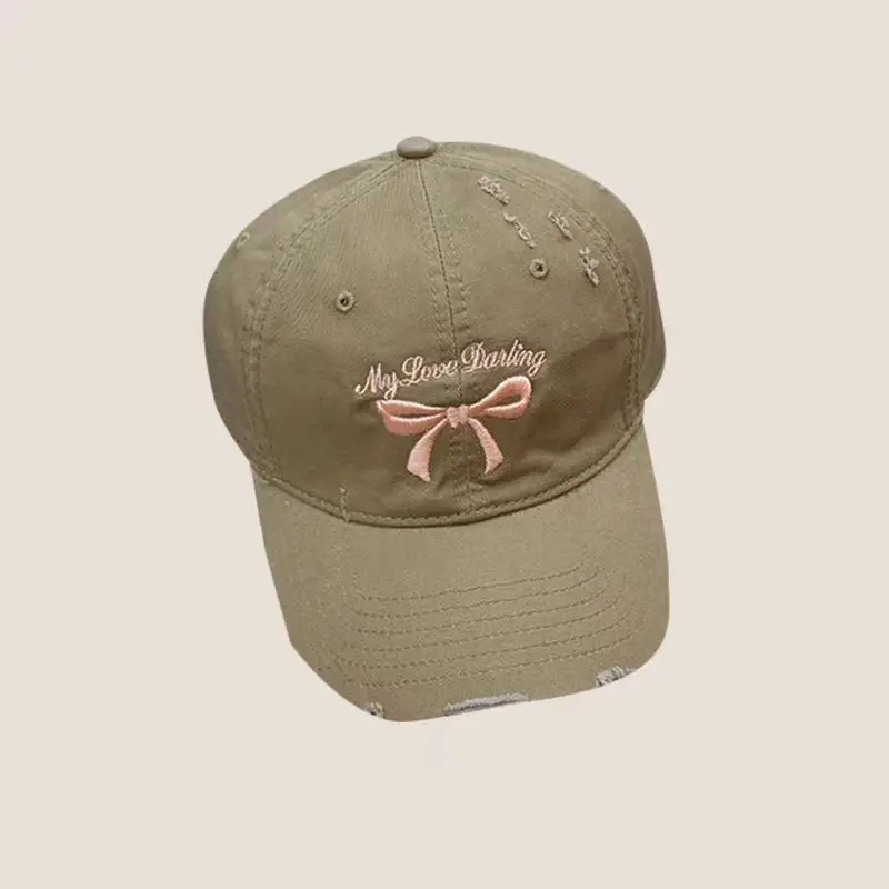 Blue Bow Embroidered Baseball Cap for Girls