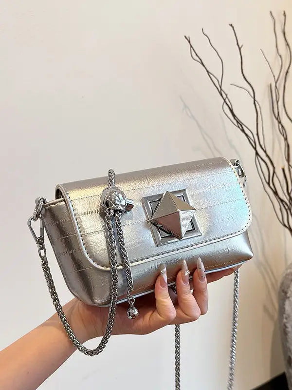 Silver Chain Shoulder Bag Women 2024 New Design - Image 6
