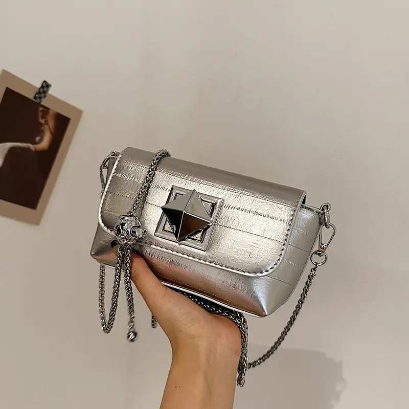 Silver Chain Shoulder Bag Women 2024 New Design - Image 3