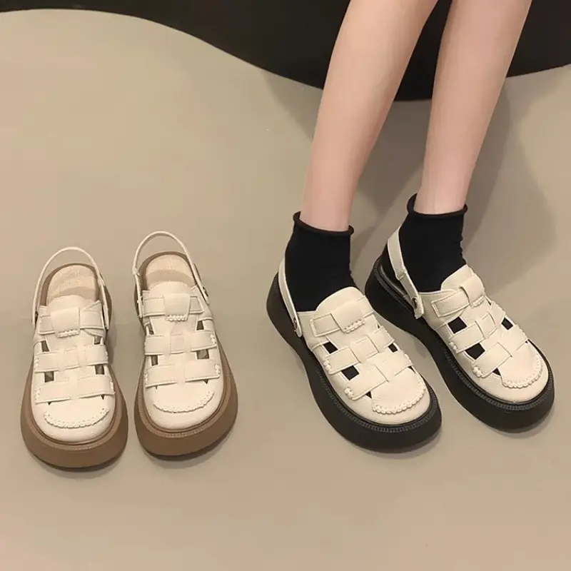 Thick-Soled Slippers for Women's Outer Wear 2025 Summer New Fashion Versatile Platform Metal Set-Toe Beach Heightening Sandals - Image 6