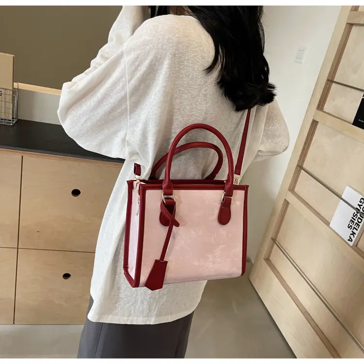 Women's Black White Contrast Shoulder Tote Bag 2024 β feature 11