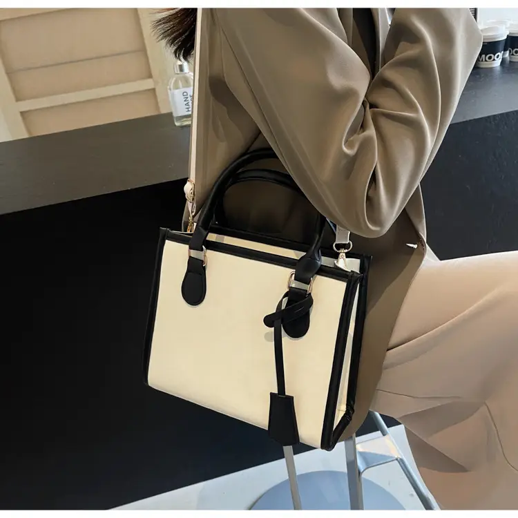 Women's Black White Contrast Shoulder Tote Bag 2024 β feature 17