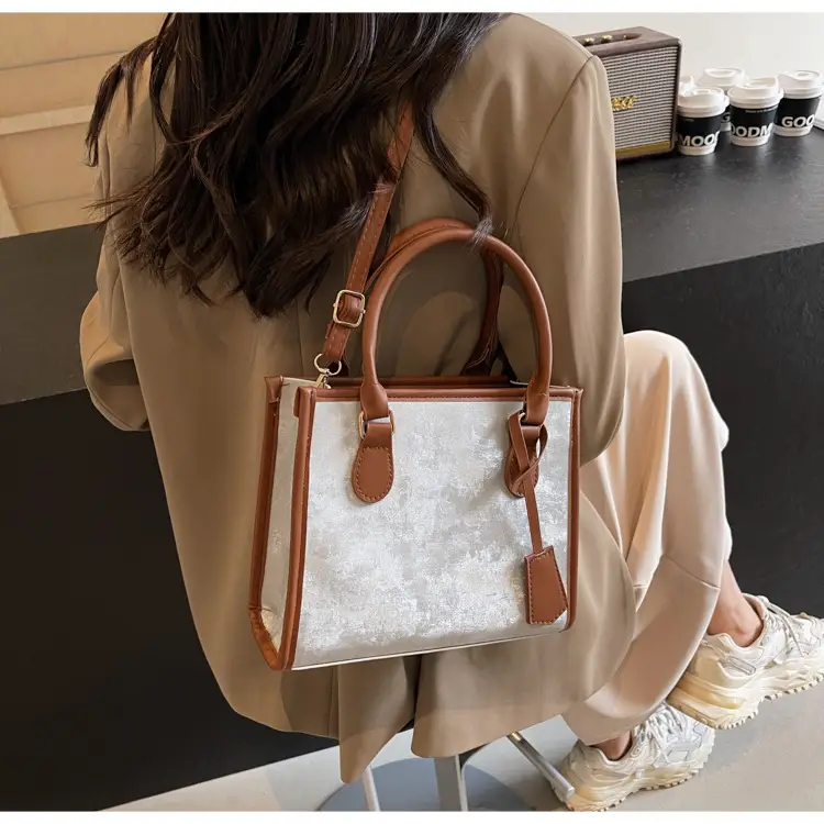 Women's Black White Contrast Shoulder Tote Bag 2024 β feature 19