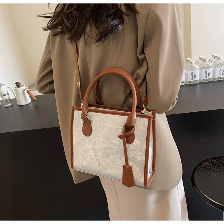 Women's Black White Contrast Shoulder Tote Bag 2024 β feature 21