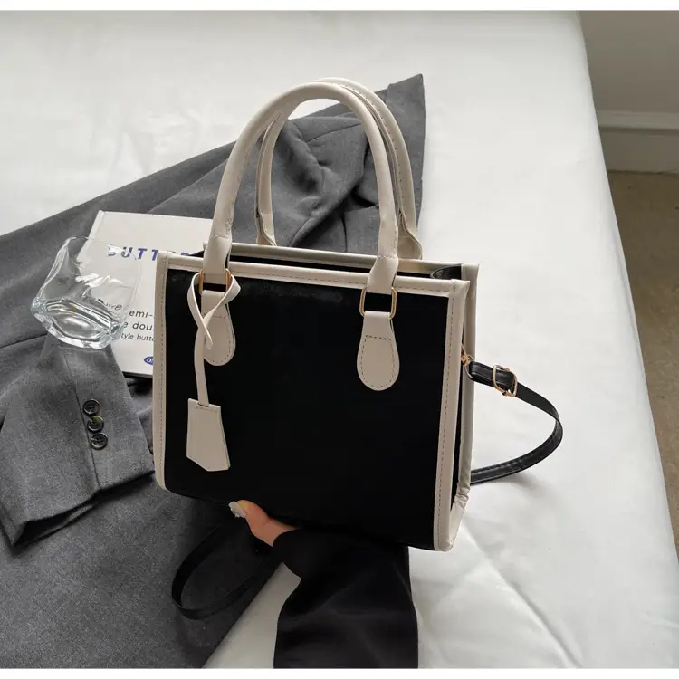 Women's Black White Contrast Shoulder Tote Bag 2024 β feature 23